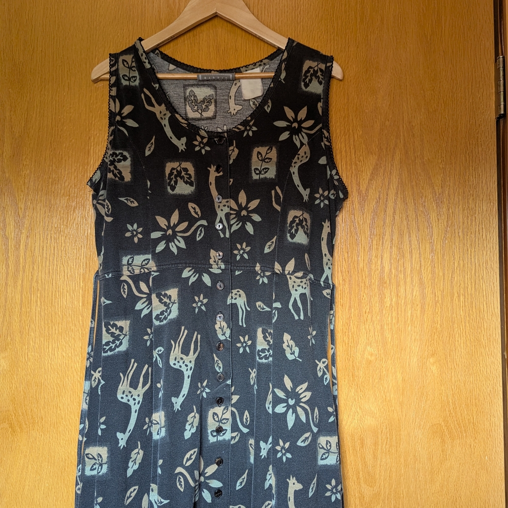 Black Sleeveless Dress with Animal Print